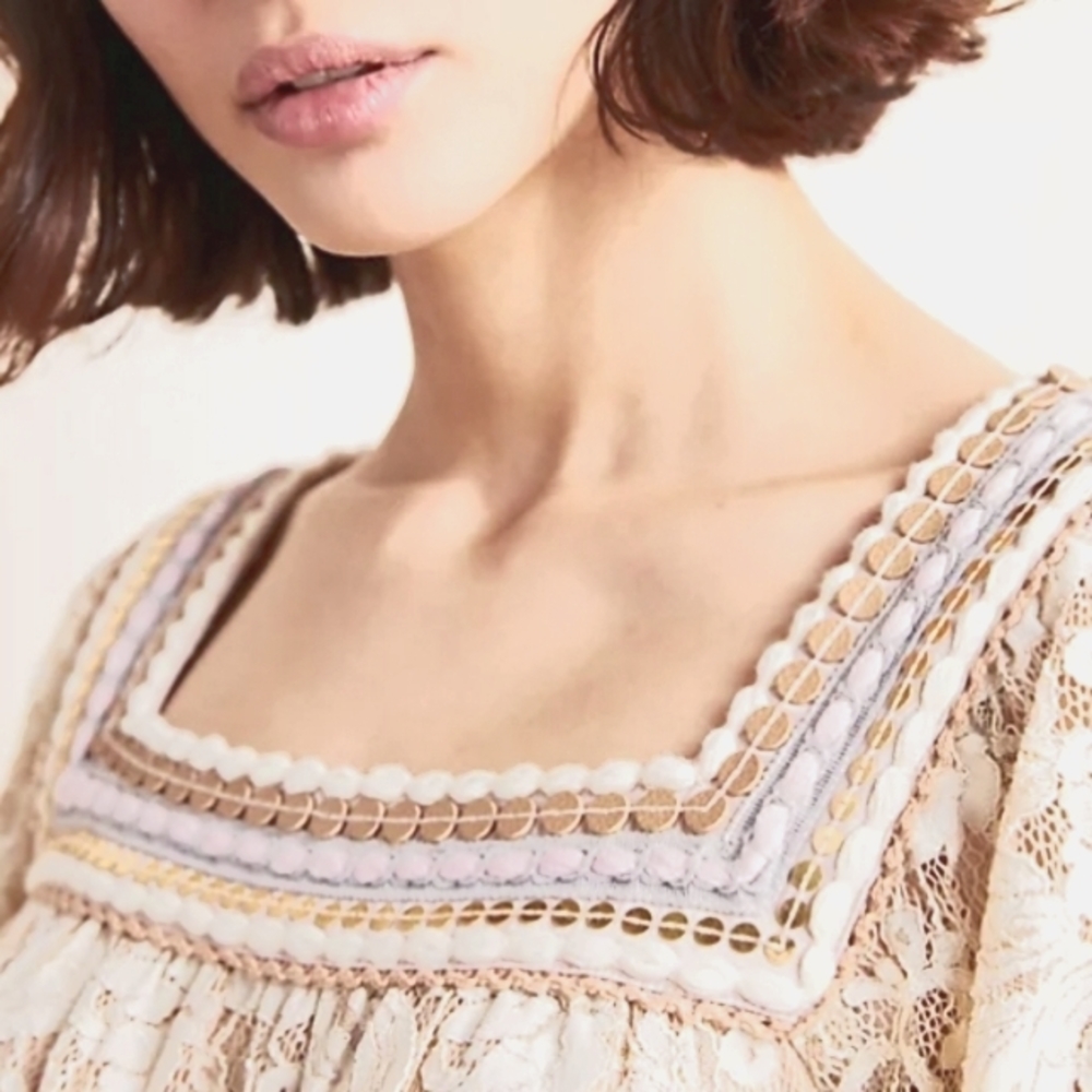 Anthropologie Bl^nk London Eden Lace Long sleeve Top